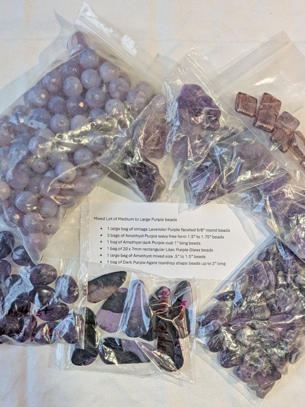 Mixed lot Purple Amethyst, Agate and Glass beads, Natural round & faceted beads,
